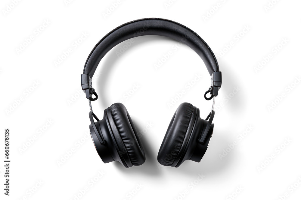black headphones, png file of isolated cutout object with shadow on transparent background. black headphones, png file of isolated cutout object with shadow on transparent background.