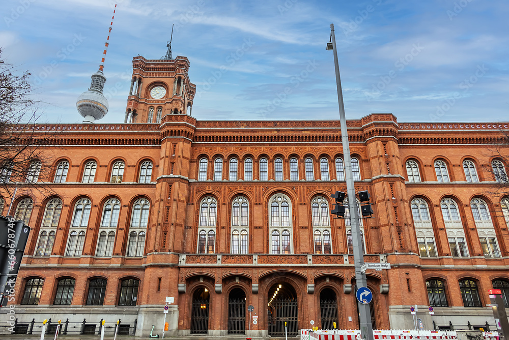 Red City Hall (Rotes Rathaus, 1869) - historic town hall, located in the Mitte district near Alexanderplatz. Berlin, Germany.