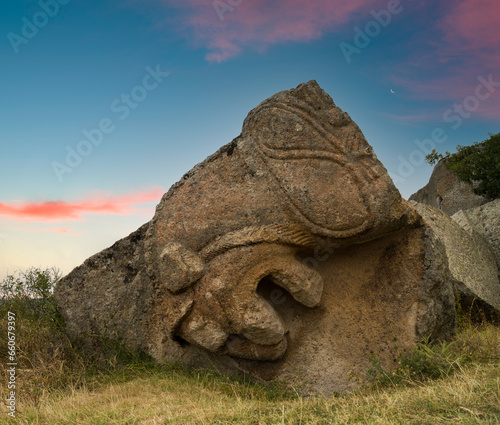 Yılantas Rock Tomb in the Phrygian Valley. Historical ancient Phrygian (Phrygia, Gordion) Valley. Important historical monuments of Turkey. Ihsaniye, Afyonkarahisar 