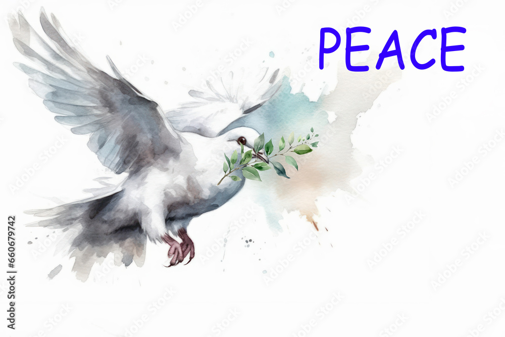 Fototapeta premium Illustration of a Dove of Peace. Generative AI.