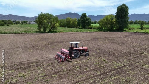 crop landscape with tractor