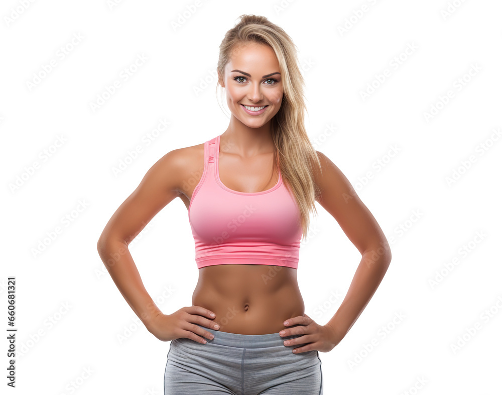 Beautiful athletic girl in fitness uniform, cut out Beautiful athletic girl in fitness uniform, cut out