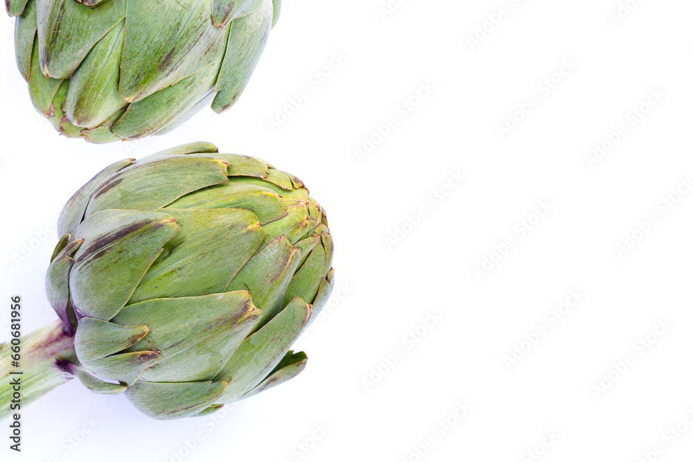 Fototapeta premium Fresh artichoke on white background.