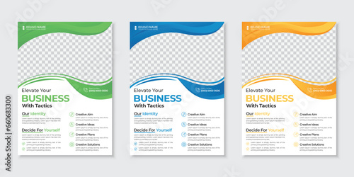 Obraz na płótnie Business corporate flyer template design with trendy creative colorful wavy shap
