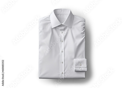 white classic neatly folded shirt., png file of isolated cutout object with shadow on transparent background.