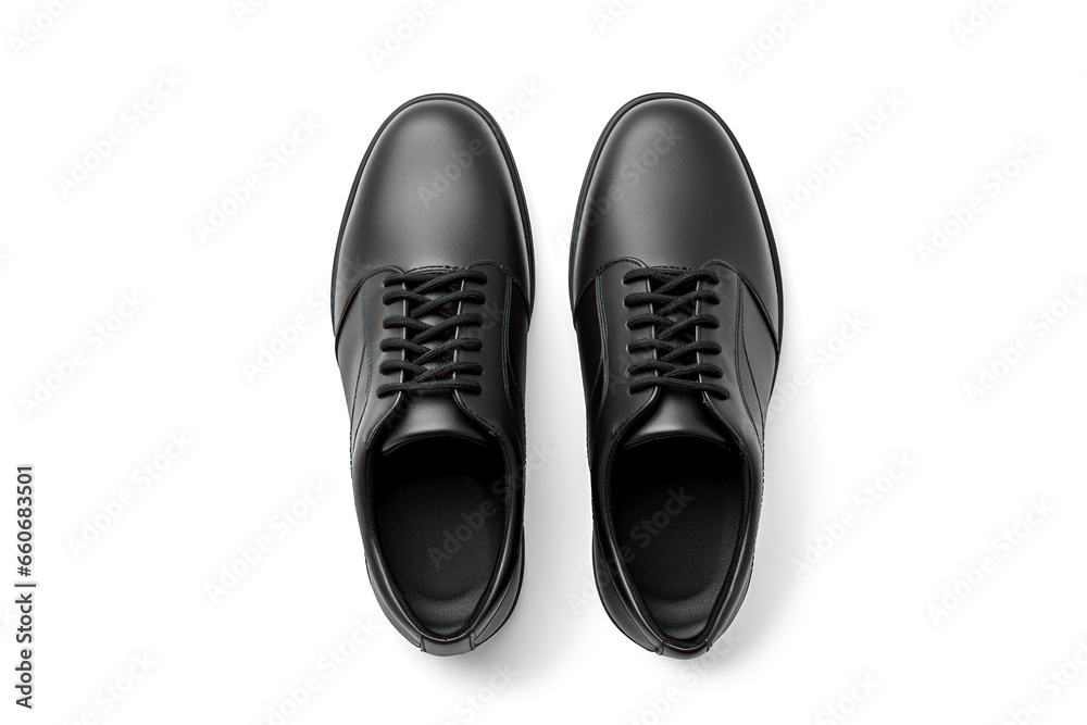top view black leather classic men's shoes, png file of isolated cutout ...
