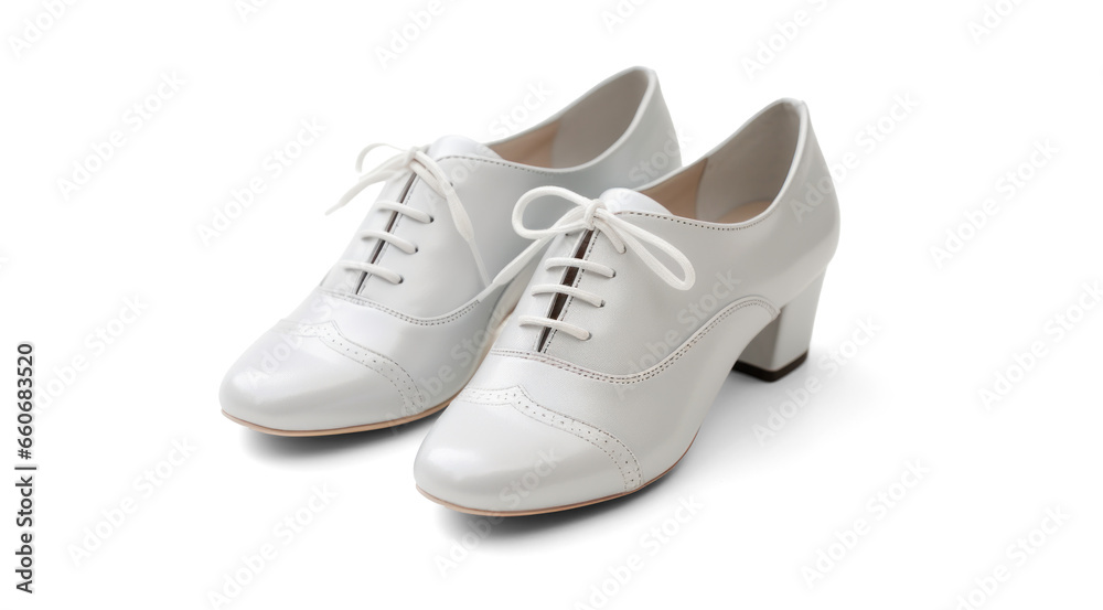 white women's high heel shoes, png file of isolated cutout object with shadow on transparent background.