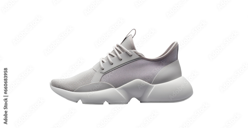 white running sneakers mockup, png file of isolated cutout object with shadow on transparent background.