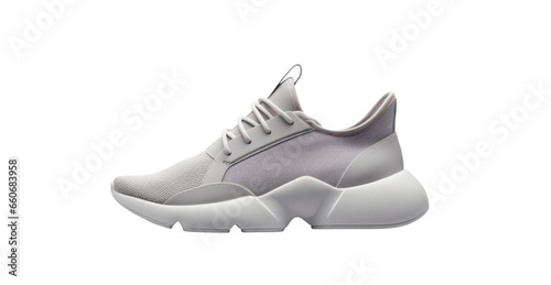 white running sneakers mockup, png file of isolated cutout object with shadow on transparent background.