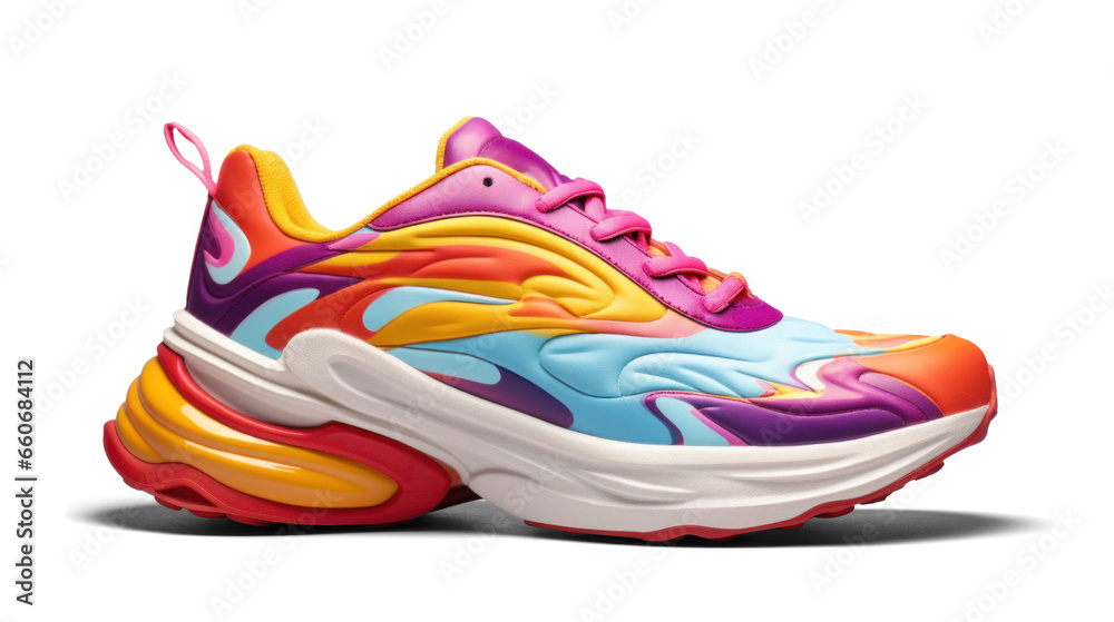 colorful cool running sneakers mockup, png file of isolated cutout object with shadow on transparent background. colorful cool running sneakers mockup, png file of isolated cutout object with shadow on transparent background.