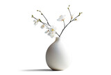 vase with beautiful white flowers, png file of isolated cutout object with shadow on transparent background.