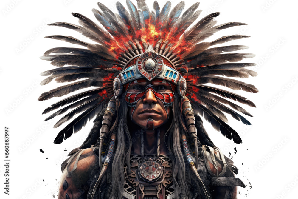 Aztec Warrior Regal Stance on isolated background