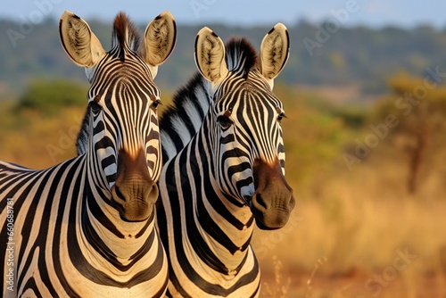 a pair of zebras. Generative AI