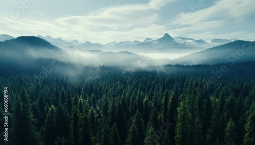 landscape with fog. Generative AI