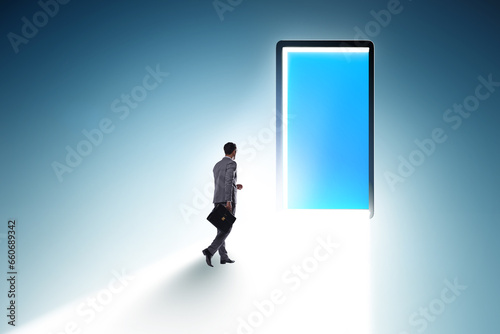 Mobile phone addiction with businessman
