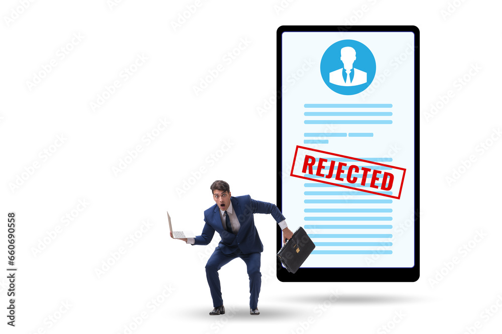 Man receiving rejection notice on his cv Man receiving rejection notice on his cv