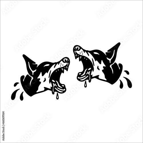 vector illustration of two fierce dogs