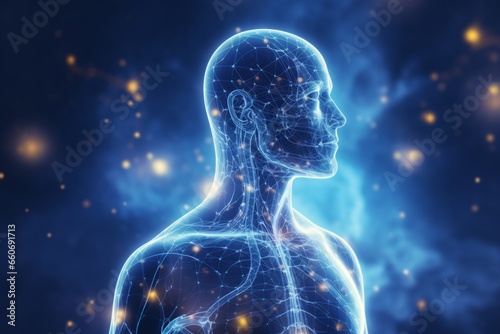Human body soul spiritual reflection imagination higher intelligence illumination silhouette vision thinking X-ray balance mental mind concentration dreaming bliss peace pleasure meditation astral  #660691713