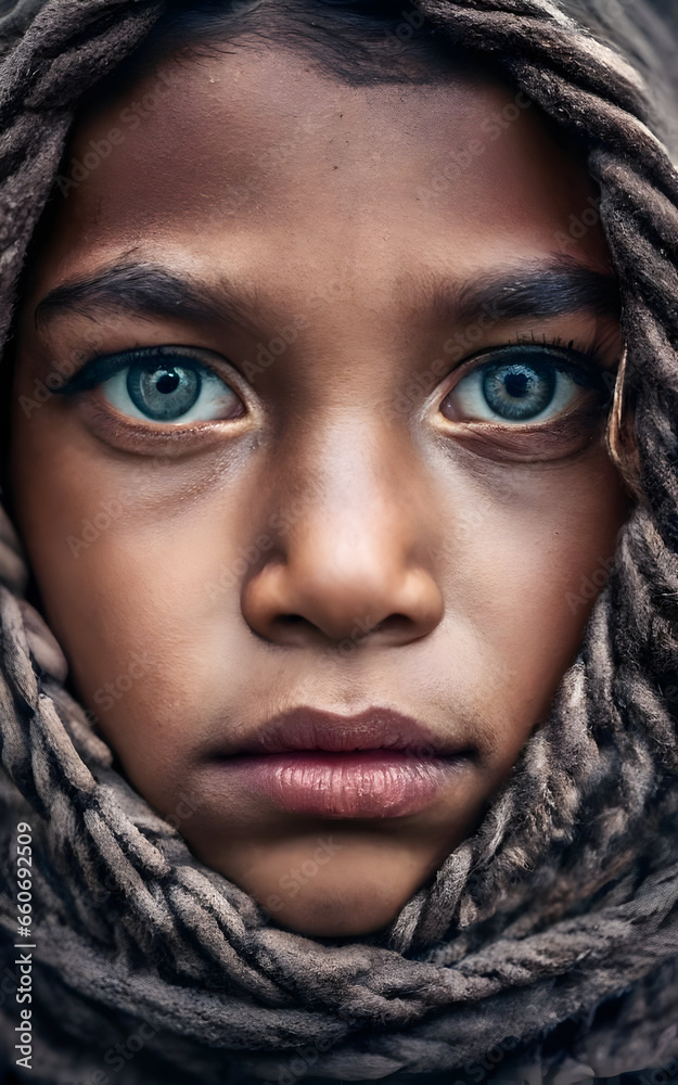 Portrait of a brave girl staring at the camera