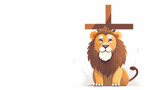 desenho fofo infantil de leão da tribo de judah simbolo religioso de fé cristã 