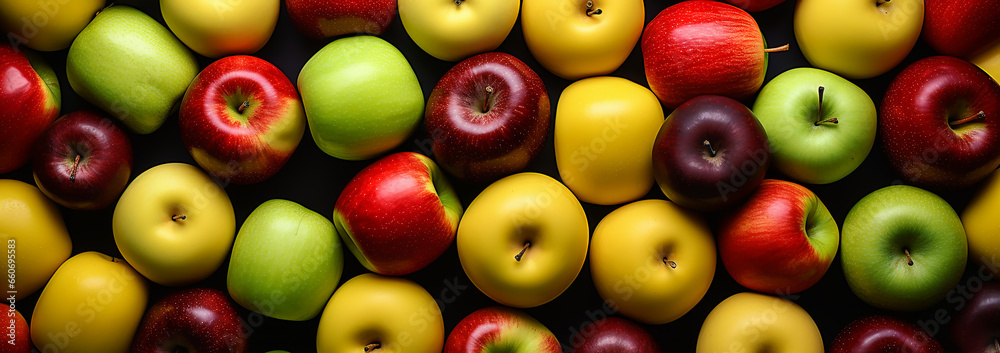 Close up of many apples as pattern background, AI Generation - obrazy, fototapety, plakaty 
