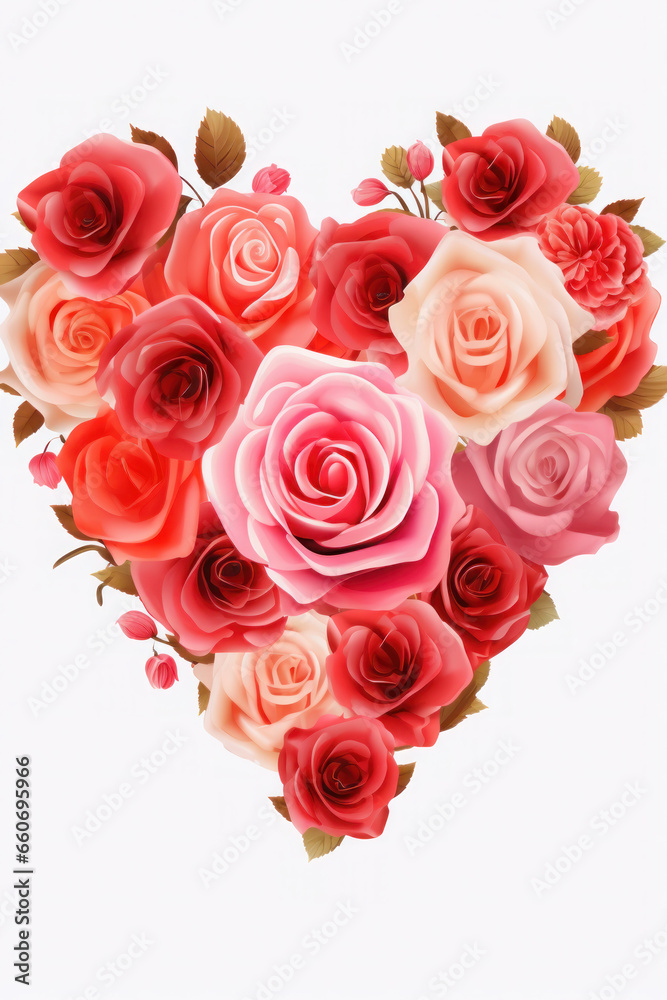 red heart made of roses on a white background. valentine's day, mother's day concept. , love, flowers and congratulations red heart made of roses on a white background. valentine's day, mother's day concept. , love, flowers and congratulations