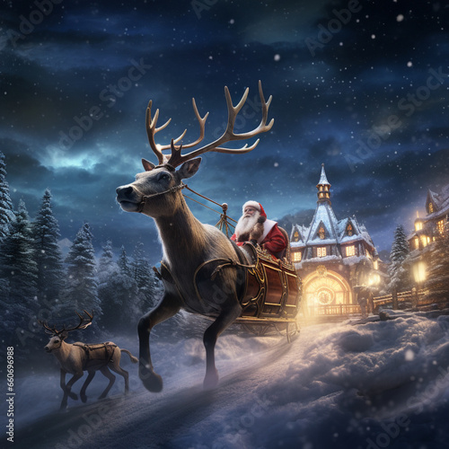 Santa s Enchanted Sleigh Ride in a Starry Sky   Santa Claus   Christmas Preparation   Christmas Night