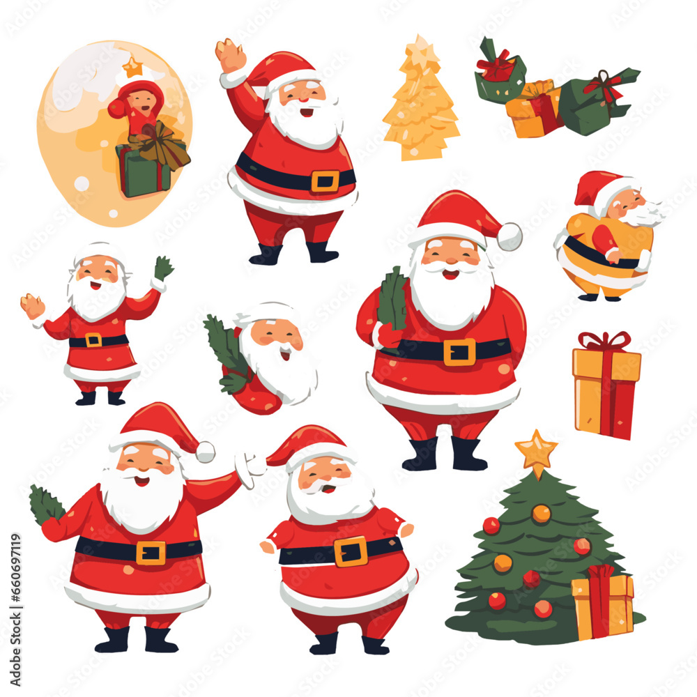 Illustration Vector set of Happy new year and Christmas