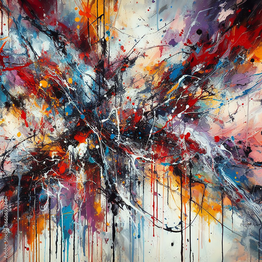 Fototapeta premium Abstrack colorful background concept, creative design for prints, posters, cards...An abstract expressionist painting vibrant colors, reflecting the inner emotions and turmoil