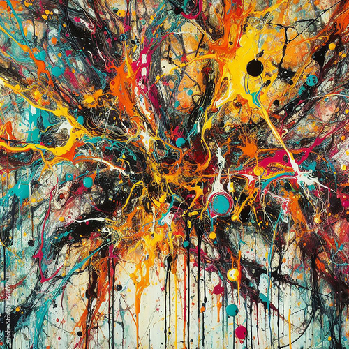 Abstrack colorful background concept, creative design for prints, posters, cards...An abstract expressionist painting vibrant colors, reflecting the inner emotions and turmoil