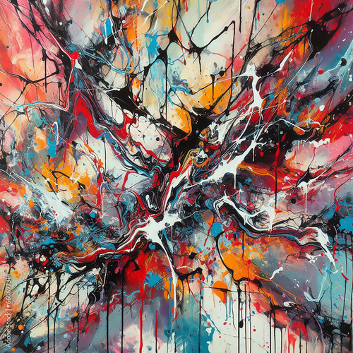 Abstrack colorful background concept, creative design for prints, posters, cards...An abstract expressionist painting vibrant colors, reflecting the inner emotions and turmoil