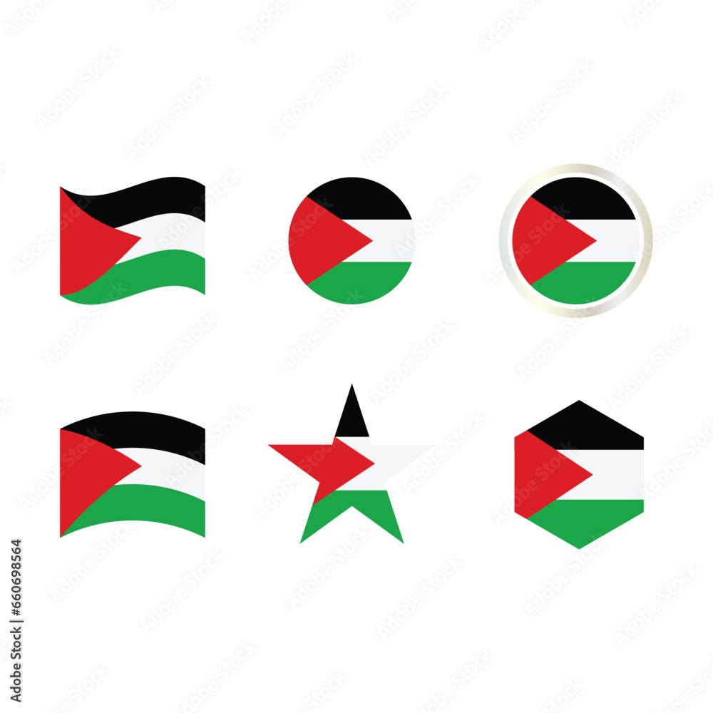 A collection of variations of the Palestinian flag A collection of variations of the Palestinian flag