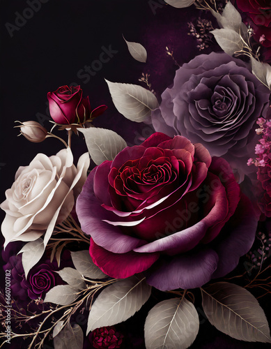 Dark Floral Rrose Background photo