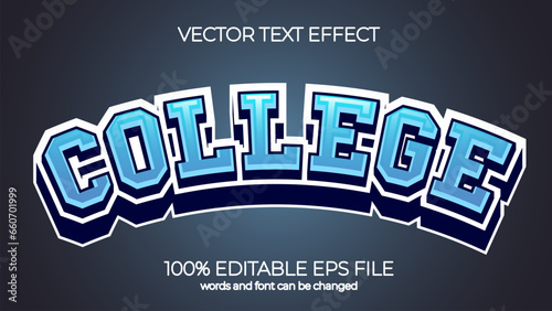 college editable text effect style, EPS editable text effect