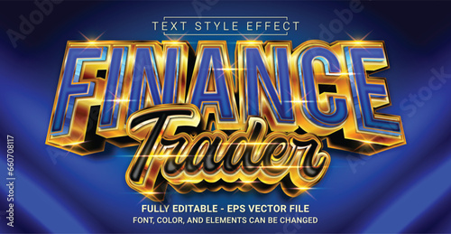 Finance Trader Text Style Effect. Editable Graphic Text Template.