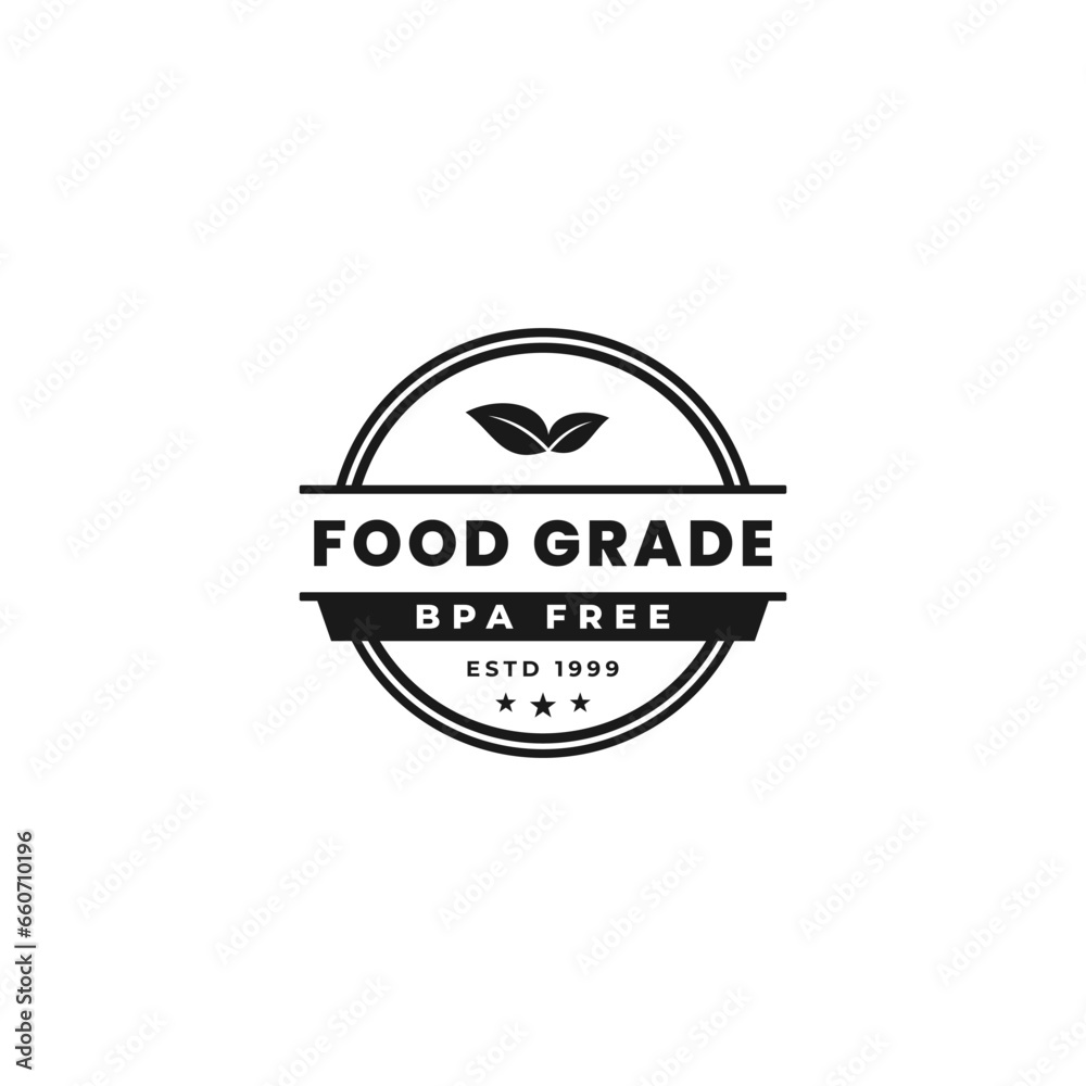 Food grade logo or BPA Free Label Vector Isolated in Flat Style. Best Food grade logo vector for product packaging design element. BPA Free label for packaging design element. Food grade logo or BPA Free Label Vector Isolated in Flat Style. Best Food grade logo vector for product packaging design element. BPA Free label for packaging design element.