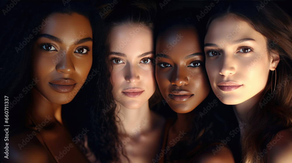 Fototapeta premium Multi-ethnic beauty. Group of different ethnicity women.