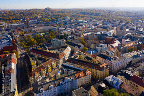 Autumnal aerial cityscape of Ostrava in autumn day, Czech Republic