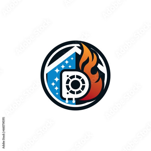 Heating, ventilating and air conditioning symbols. Hvac logo design vector, heating and cooling service Logo Design, File and Ice Logo
