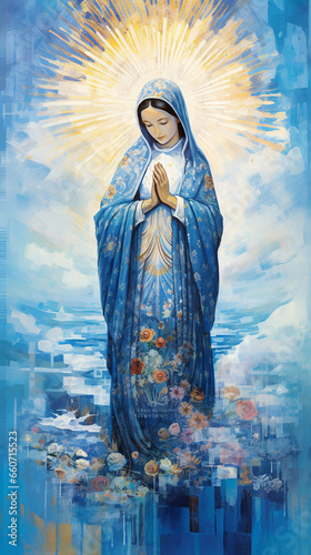 Nossa senhora aparecida sobre as águas, simbolo da fé cristã católica 