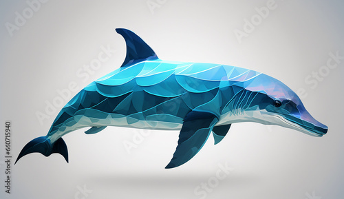 Dolphin geometric art design illustration dark background image Ai generated art