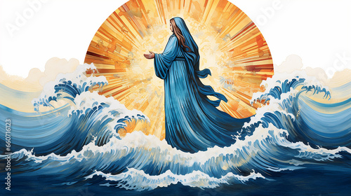 Nossa senhora aparecida sobre as águas, simbolo da fé cristã católica  photo