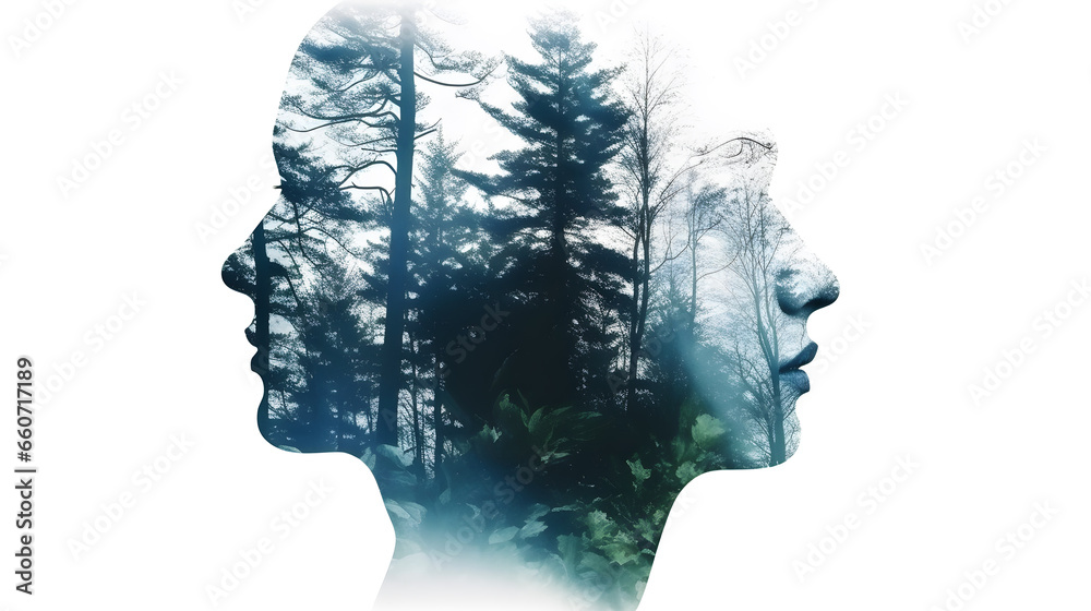 double exposure people and forest