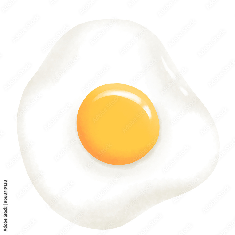 Fried Egg Illustration Watercolor