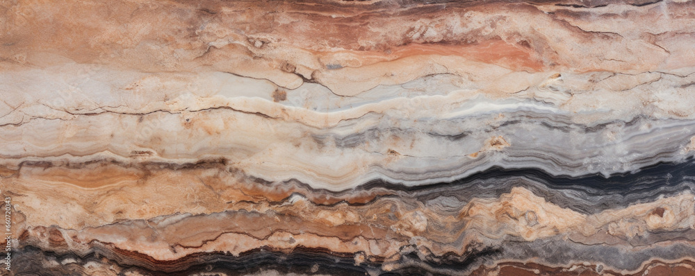 Fossilized grain texture of petrified wood, showcasing a beautiful blend of sleek black, warm brown, and creamy white colors, resembling a unique and natural piece of artwork. Fossilized grain texture of petrified wood, showcasing a beautiful blend of sleek black, warm brown, and creamy white colors, resembling a unique and natural piece of artwork.