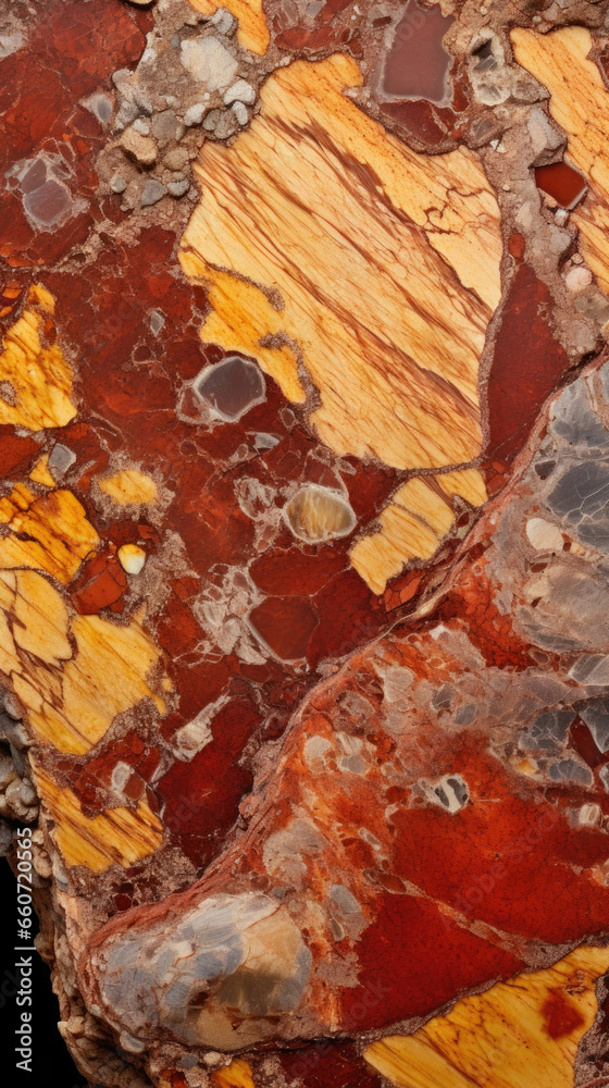 Texture of Rhyolite with a finegrained, granular appearance tered with small, sparkling crystals.
