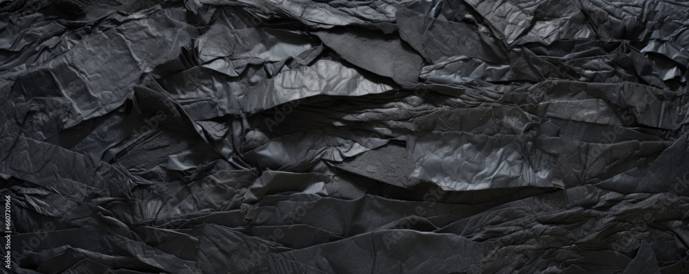 Fototapeta Texture of shredded and layered rubber, with intermingling fibers and a mix of smooth and rough surfaces. The torn rubber has a threedimensional quality, with areas of depth and texture.