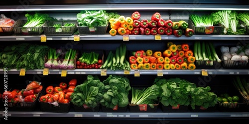 fruits and vegetables in the refrigerated shelf  generative AI