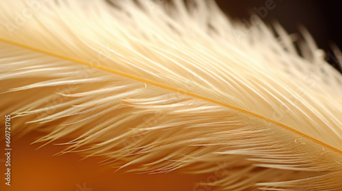 Closeup of a feather with fine barbs, displaying a wispy and ethereal texture. The barbs are slightly uneven and sporadic, giving the feather a wild and untamed appearance.