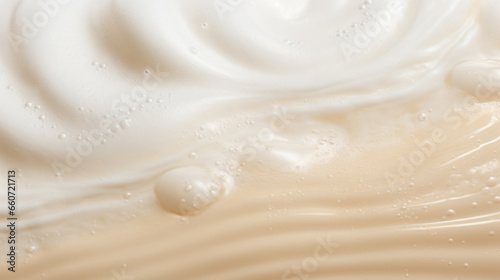 Closeup of a frothy wave, its bubbly texture reminiscent of a cappuccino as it rolls towards the seashore.